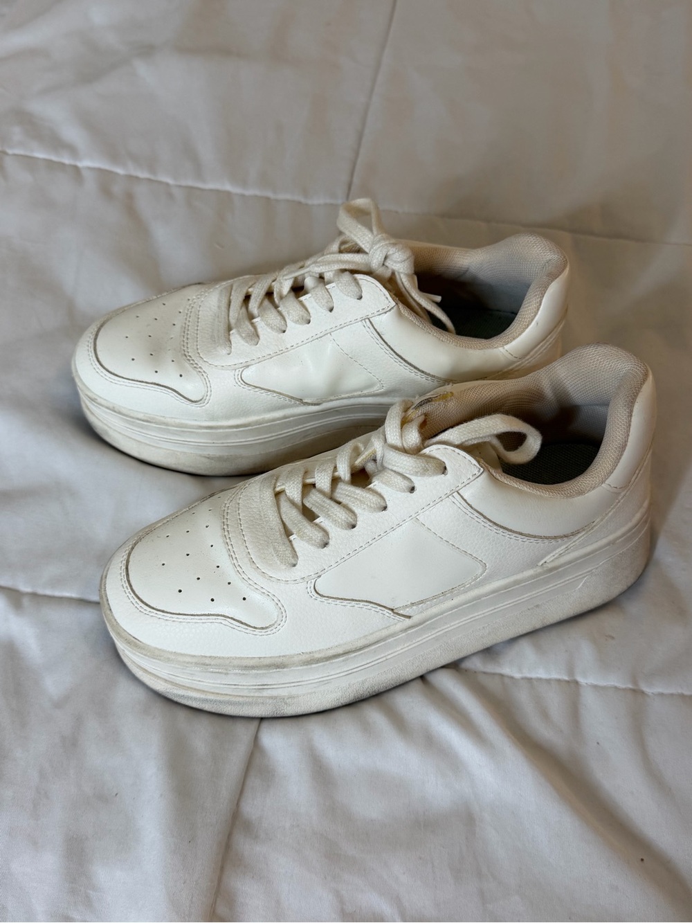 H&M White Platform Sneakers - Clean Casual Lace-Up